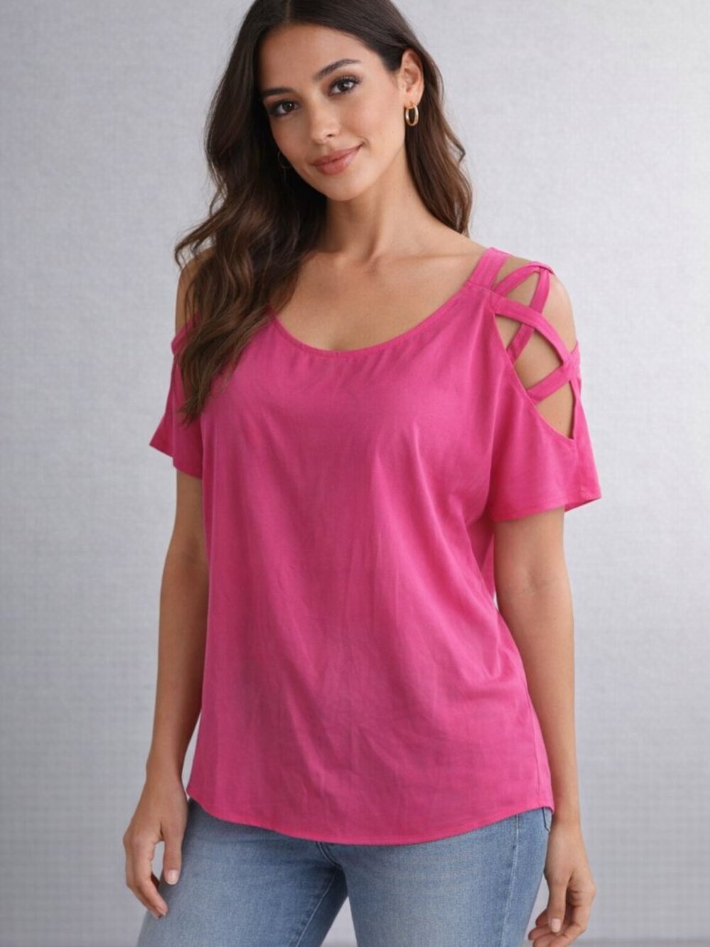 EXPRESS New with Tags Cold-Shoulder Blouse – Fuchsia Pink, Size M